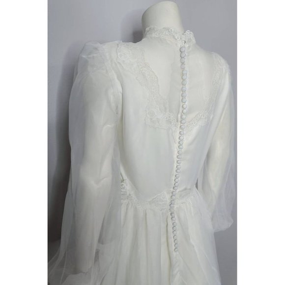 Vintage‎ Wedding Gown, 70's Wedding Dress, Boho Wedding Dress, Lace & Ruffles - Picture 6 of 10